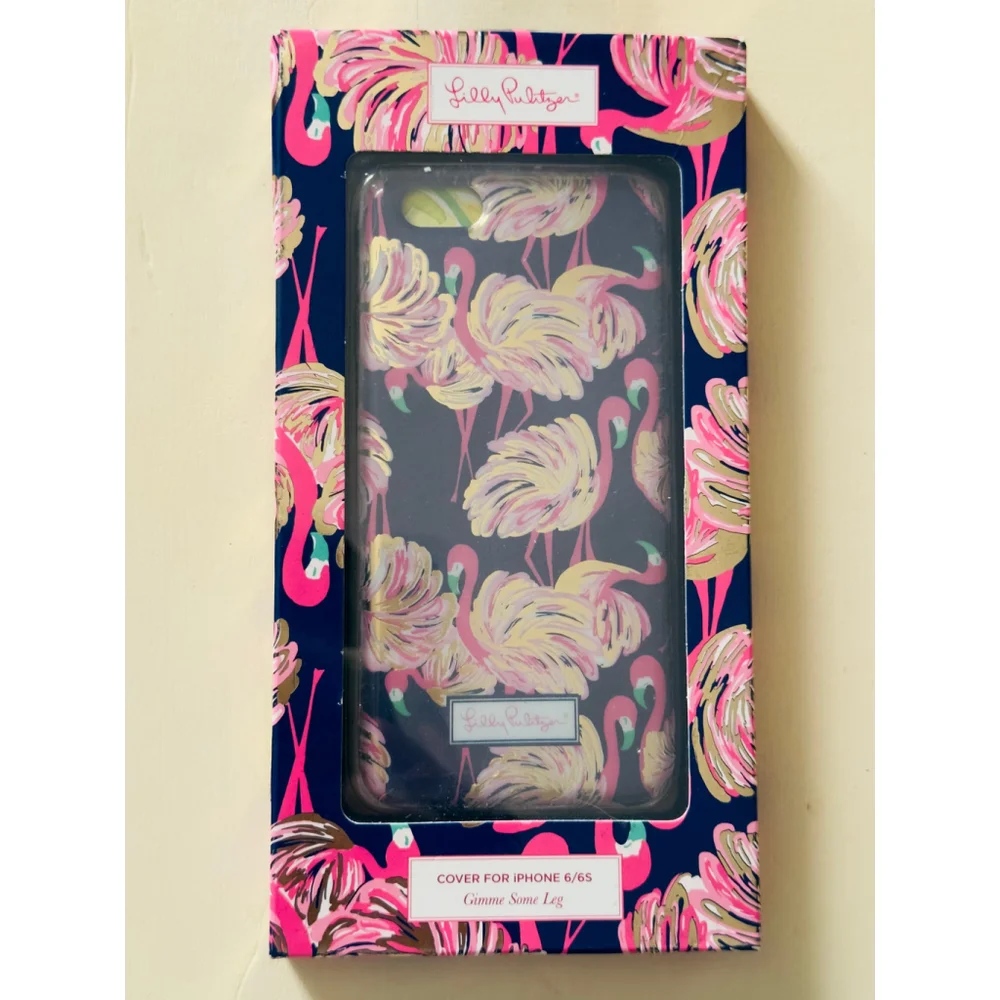 NEW LILLY PULITZER Florida Flamingo CELL PHONE CASE iPhone 6/6S Navy Blue Pink